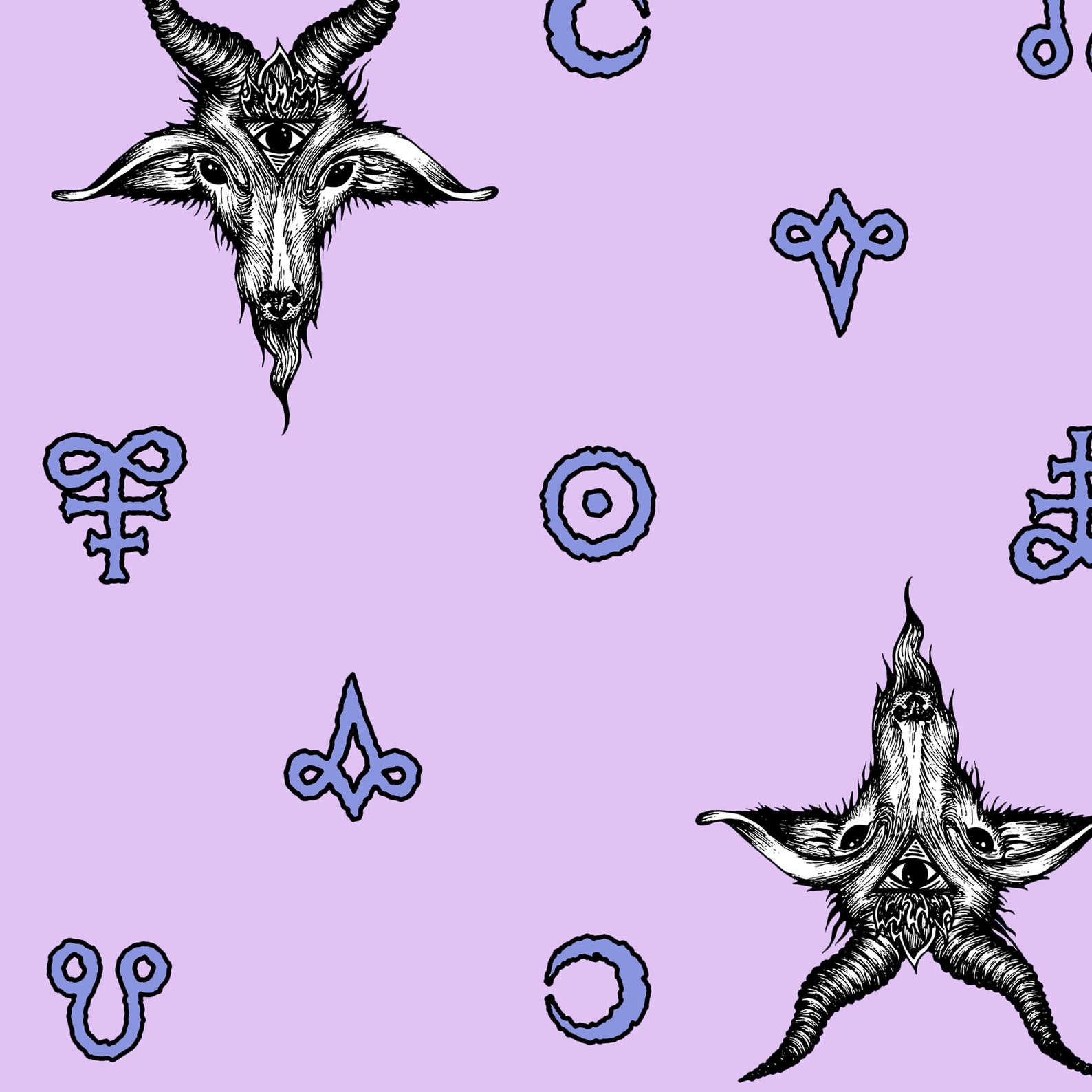 Purple Satanic Crib Sheets. Pink Baphomet Sheet. Occult Witchy Nursery ...