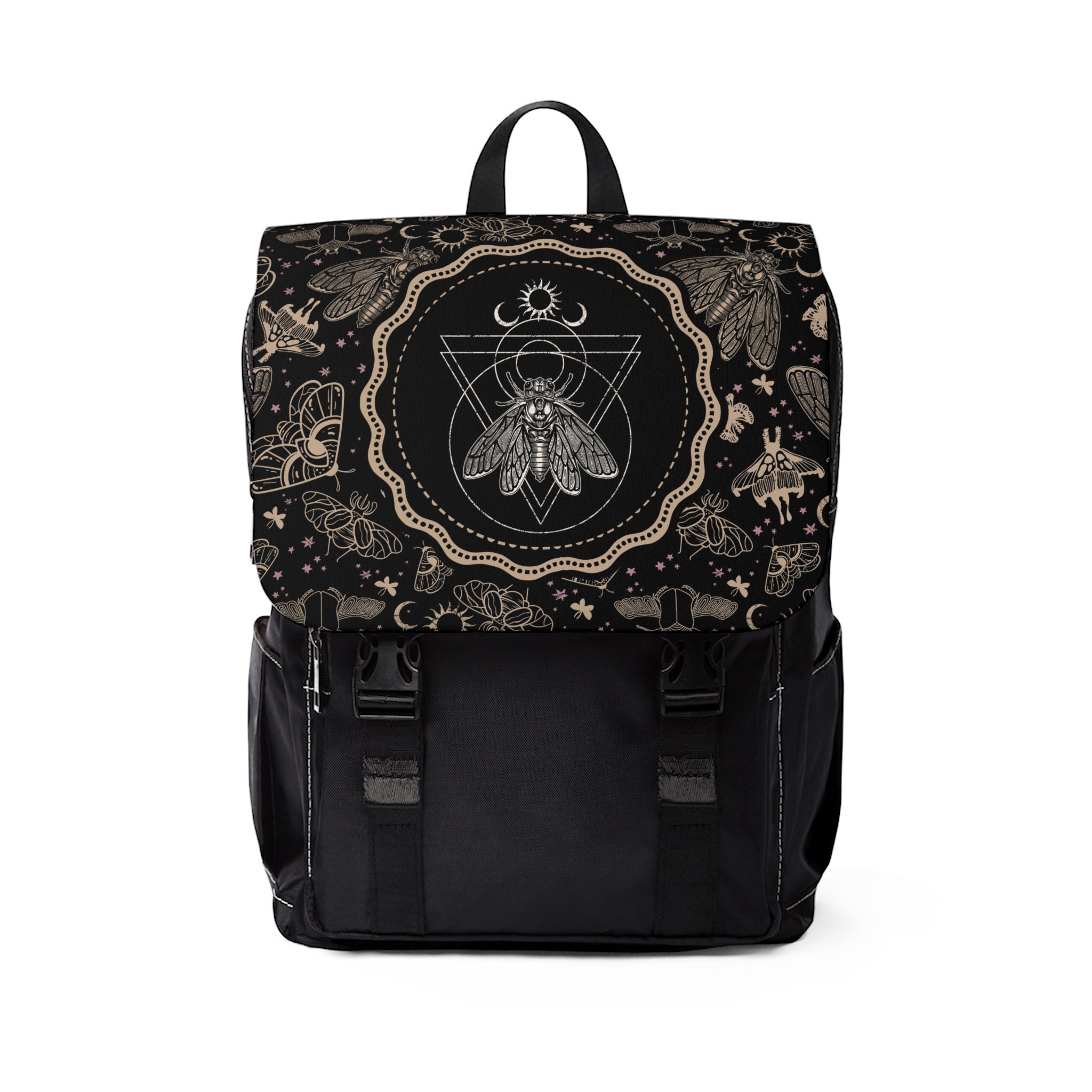 Witchy Cicada Book Bag W/ Occult Dark Academia Moth & Scarab