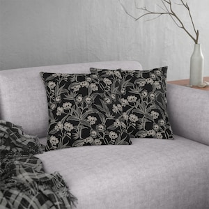 Gothic Floral Throw Pillow. Darkly Elegant Gothic Floral Decorative