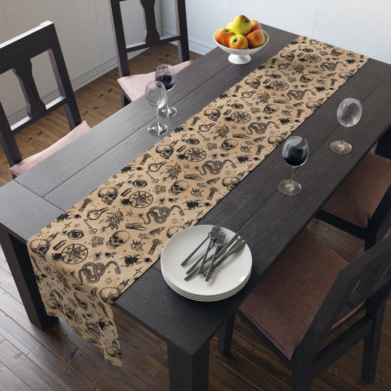 Tovaglia Per Tarocchi Con Luna, Runner Da Tavolo Mistico, Stoffa Per Altare 50x50 Cm, Tema Gotico, Morbida Poliestere