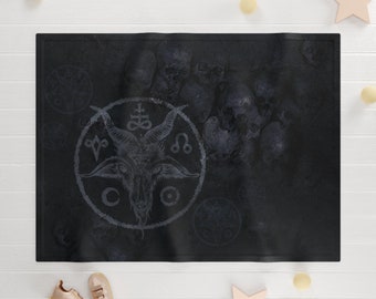 Baphomet Swaddle Blankets. Little devil stretchy baby blanket. Occult goth infant swaddle wrap. Witchy wiccan newborn black baby shower gift