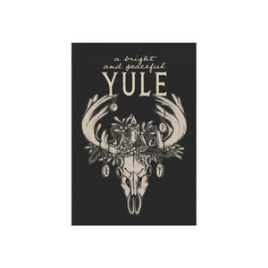 Yule Reindeer Garden Flag, Gothic Deer Skull Yard or House Banner for Witchy Holiday Vibes, Pagan Christmas Decor Gift for Winter Solstice 12x18 Inches
