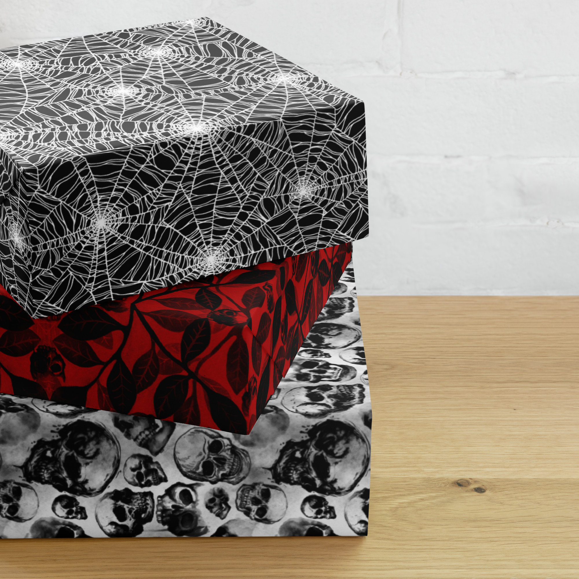 Gothic Skulls Snowflake Gift Wrap – Spooky Cat Press