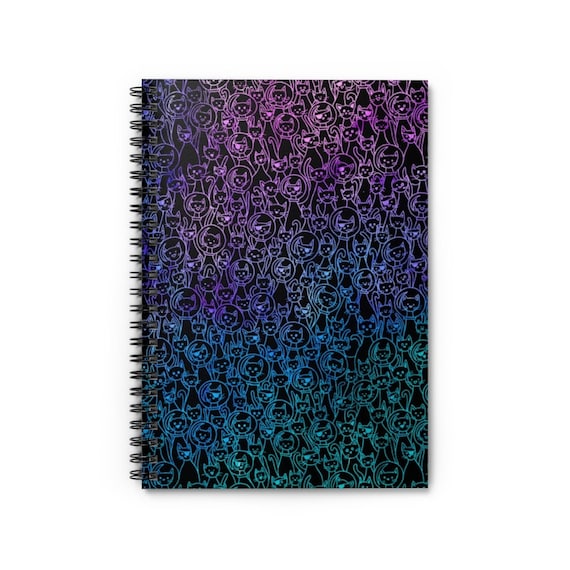 Space Cat Notebook Cosmic pirate kitty journal, Astronaut kitten note pad, Rainbow cat school supply Scifi sketchbook cyberpunk feline diary