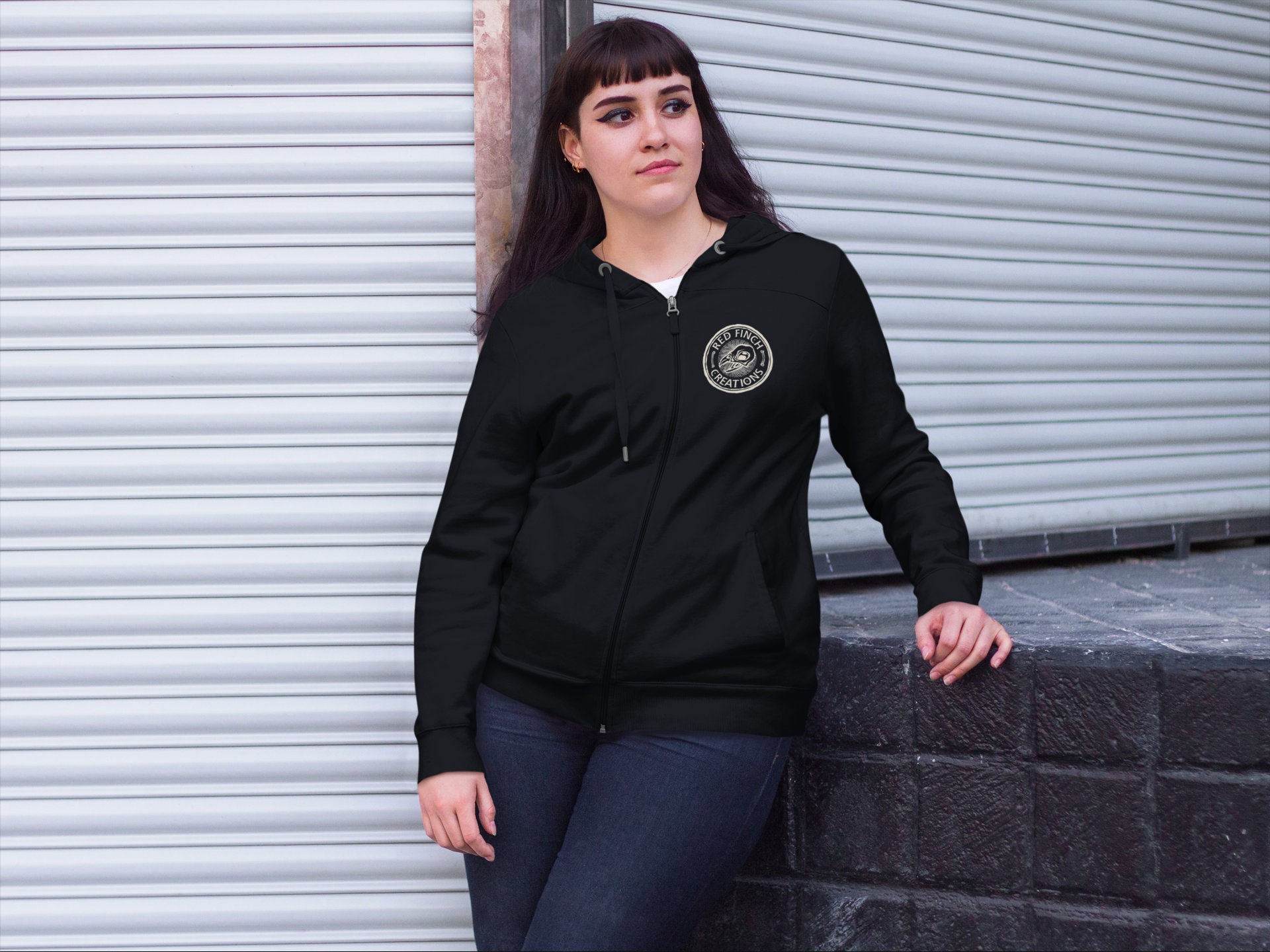 Demon Cat Hoodie, Witch Kitty Hooded Zip Sweatshirt, Occult Black