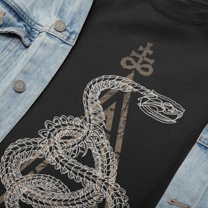Occult Snake Shirt. Serpent skeleton art tshirt. Satanic symbols tee for him. Black metal goth python skull tee. Demonic wiccan gift for her