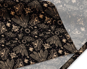 Witchy Cicada Bandana: Occult Esoteric Insect Multi-Use Cloth Accessory for Tarot Readers and Spooky Cat Mamas - Gothic Moth & Moon Design