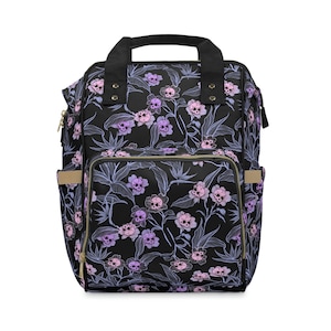 Pastel Goth Diaper Bag, Colorful Floral Skull Multifunctional Baby Backpack for Spooky Moms - Perfect Shower Gift for the Alternative Parent