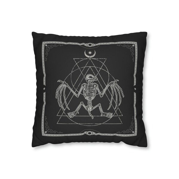 Gothic Bat Skeleton Throw Pillow