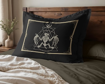 Occult Bat Pillowcase, Gothic Vampire Bat Skeleton Microfiber Pillow Sham, An esoteric witchy accent to dark goth home and bedroom decor