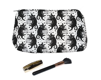 Black Cat and Spell Book Makeup Bag