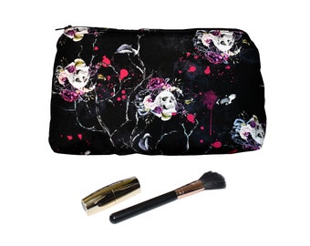Gothic Skull and Rose Makeup Bag