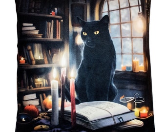 Black Cat Cushion Cover (Candle light)