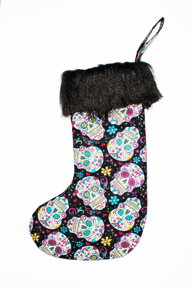 Gothic Sugar Skull Christmas Stocking
