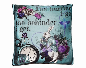 Gothic Alice in Wonderland Quote Cushion Cover