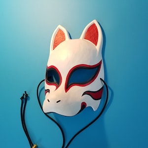 Kitsune Mask Half - Resin Japanese Fox Classic Masks Made to order (White)
