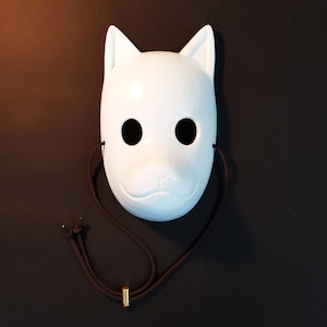 Custom Paint Kitsune Mask Round Eyes - Resin Japanese Fox Classic Masks Made to order