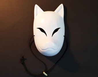Custom Paint Kitsune Mask Thin Eyes - Resin Japanese Fox Classic Masks Made to order