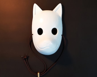 Custom Paint Kitsune Mask Round Eyes - Resin Japanese Fox Classic Masks Made to order