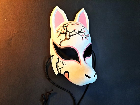 Pink Cherry Blossoms Fox Masks Anime Cosplay Japanese Half Face