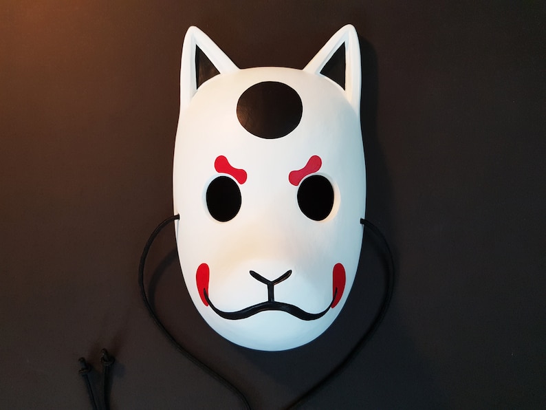 Round Eyes Kitsune Mask Resin Japanese Fox Classic Masks Etsy