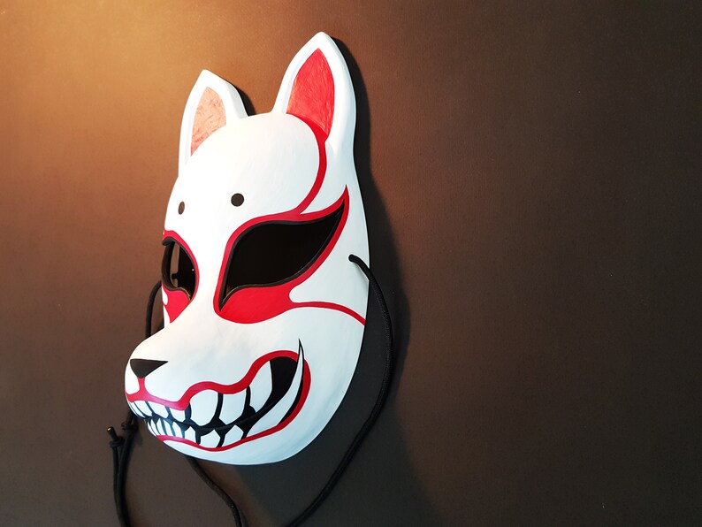 Oni Kitsune Mask Resin Japanese Fox Classic Masks Made to Etsy