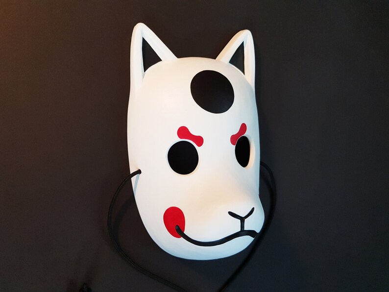 Round Eyes Kitsune Mask Resin Japanese Fox Classic Masks Etsy