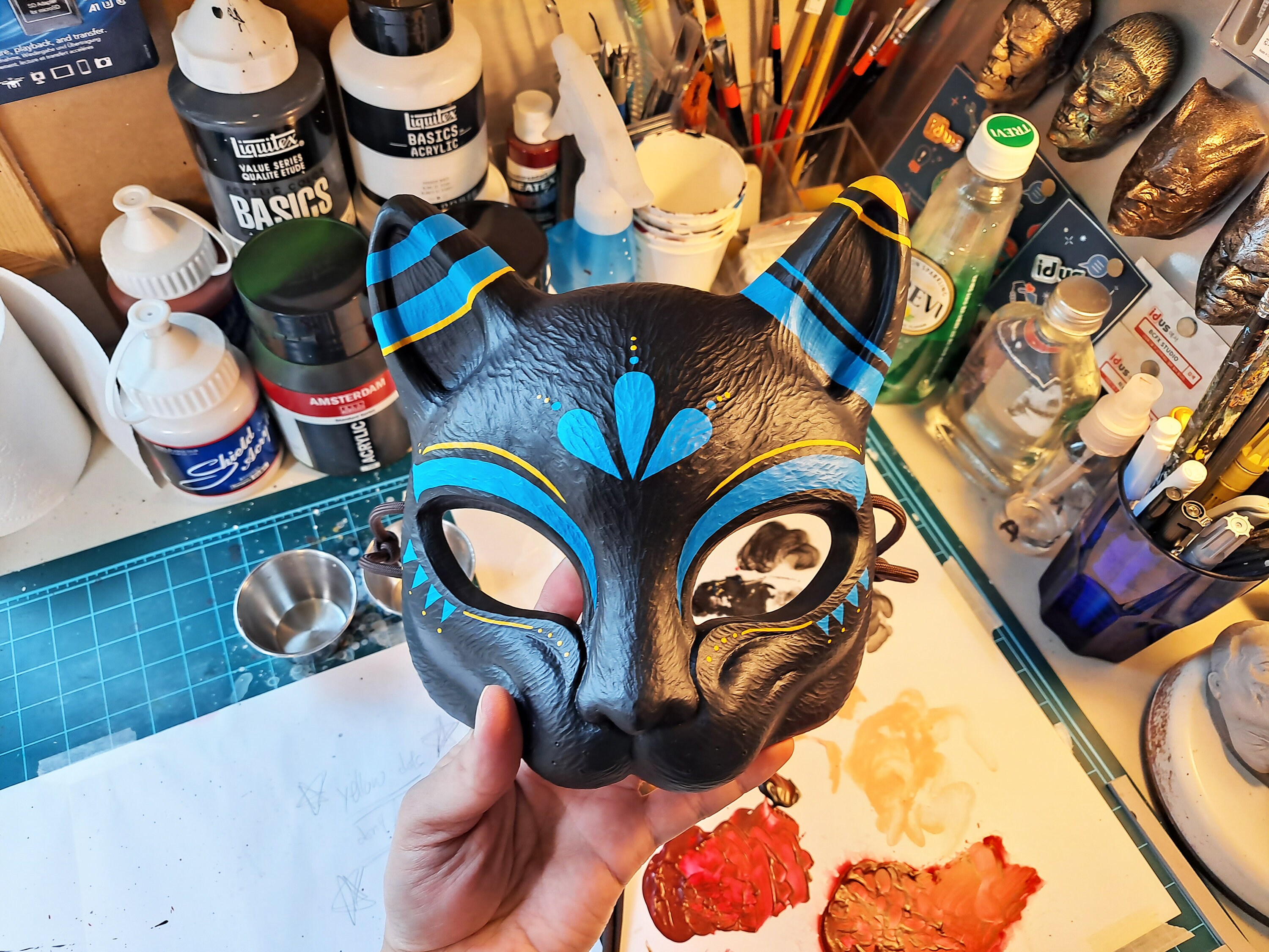 Máscara de gato de pintura personalizada resina japonesa Etsy México