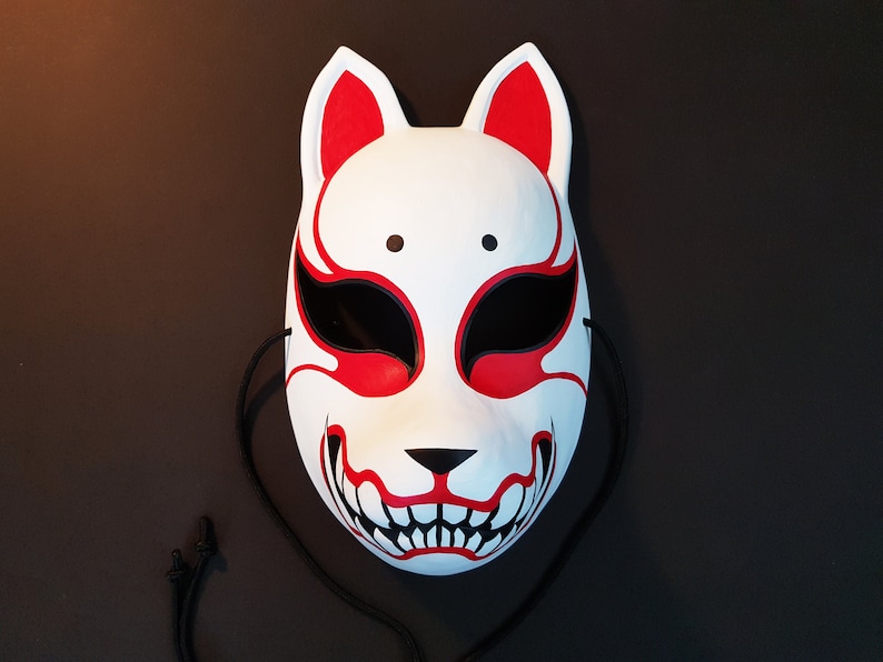 Oni Kitsune Mask Resin Japanese Fox Classic Masks Made to Etsy