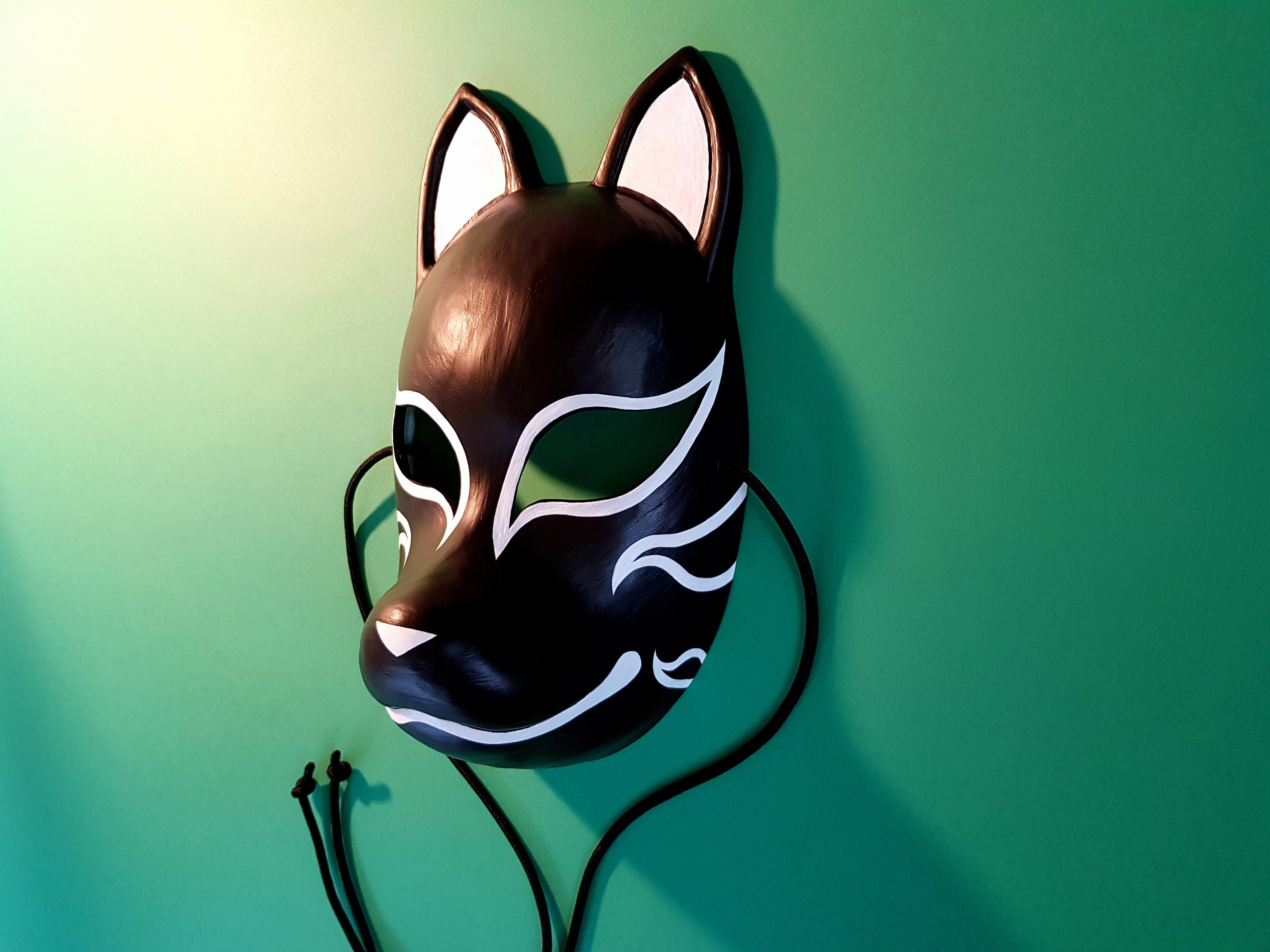 Máscara Kitsune Resina Japonesa Fox Classic Máscaras Hechas Etsy