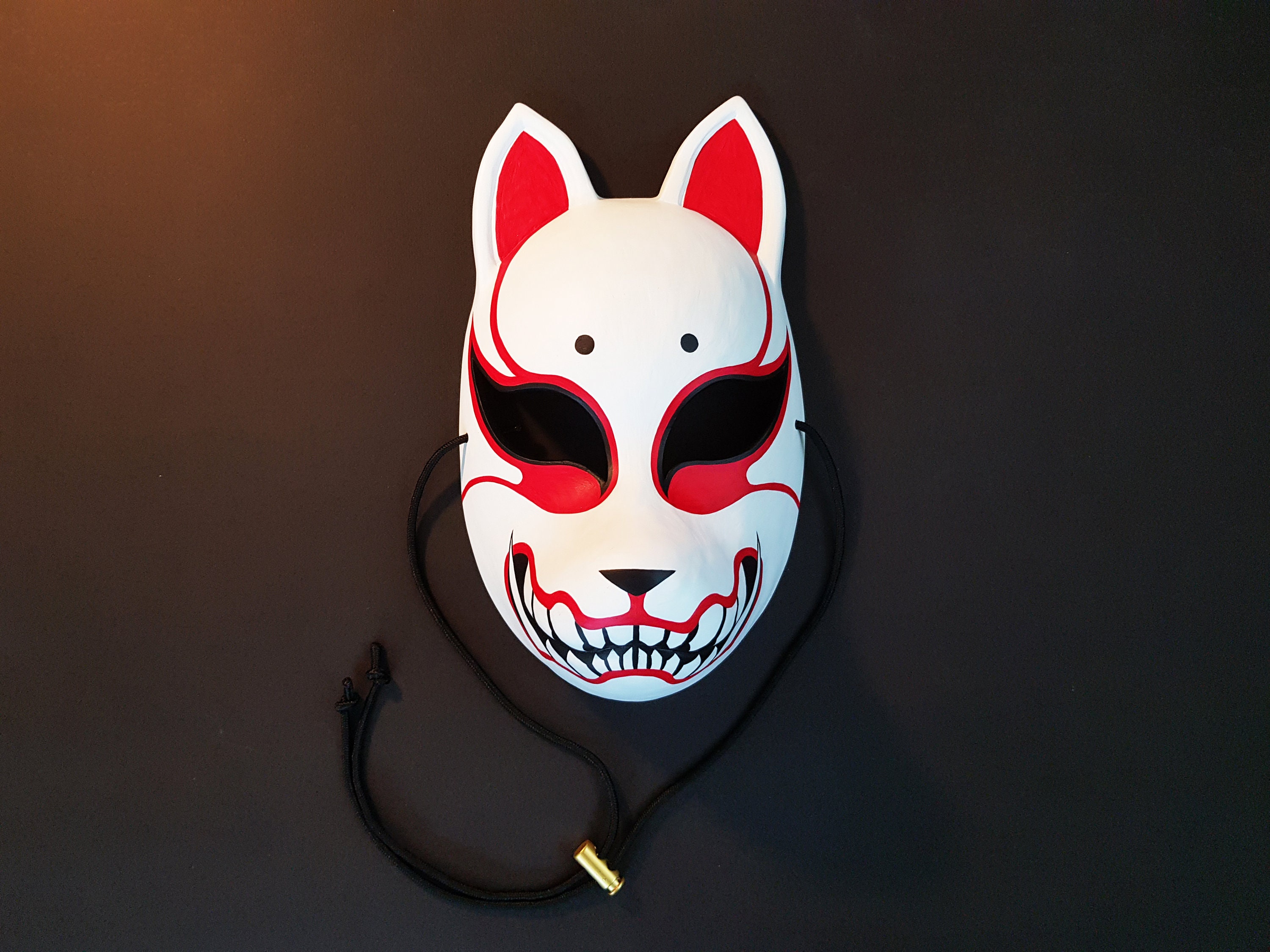 Oni Kitsune Mask Resin Japanese Fox Classic Masks Made to Etsy