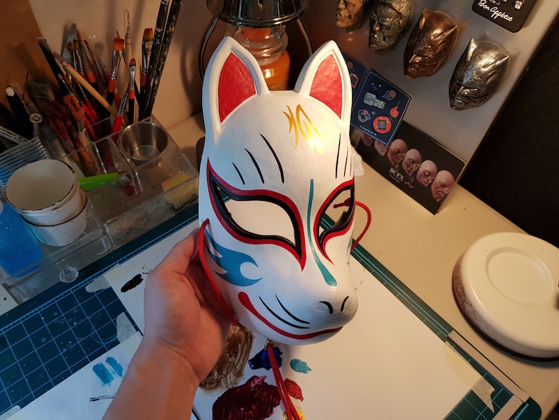 Kitsune Mask Resin Japanese Fox Classic Masks Made to Order Etsy