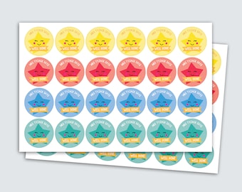 Personalized Teacher Reward Stickers: Well Done, End of Term Gift