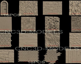 Wood Panel Collection 16 Pcs Relief 3D STL Carving Models for CNC Router IS114