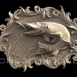 3D STL Model for CNC Router Engraver Carving Machine Relief Artcam Aspire cnc files FISH fishing animal H350