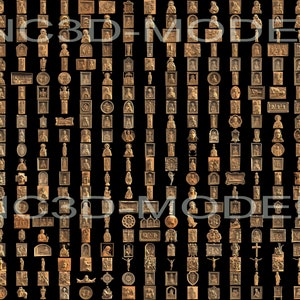 May include: A collection of small, detailed, golden-brown 3D models of religious figures and scenes, including busts, crosses, and relief panels, against a black background. The text "CNC3D MODELS" is overlaid on the image.