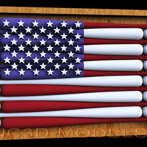3D STL Modell für CNC-Fräser Engraver Schnitzmaschine Relief Artcam Aspire cnc-Dateien Holzbearbeitung USA American Baseball Bats Flagge D512