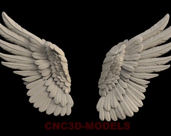 Angel Wings Relief 3D STL Model for cnc Router Wood Carving Machine IS249