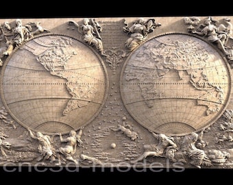 世界地図レリーフ3D STLモデル（CNCルーター木彫り用）007