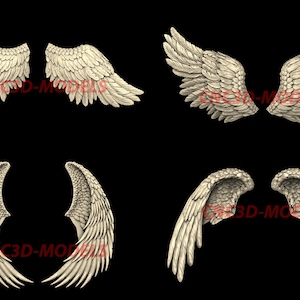 Engelsflügel 4 Stk 3D STL Modell für cnc dateien Fräser Holzengraver Carving Machine Relief Artcam Aspire Vcarve sammlung Angel Wings N134