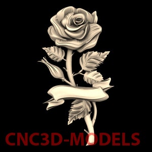 3D STL Model CNC Router Engraver Artcam Aspire CNC files Wood Art Wall Decor VCarve Relief Rose Flowers Love For her M972
