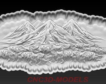 3D STL Model: American Mountain Scene for CNC Router Wood Carving ZG459
