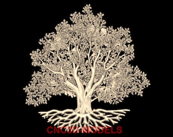 Tree of Life Relief 3D STL Model for CNC Router wood Carving Vcarve M709