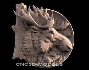 3D STL Model for CNC Router Engraver Carving Machine Relief Artcam Aspire cnc files MOOSE animal  F594