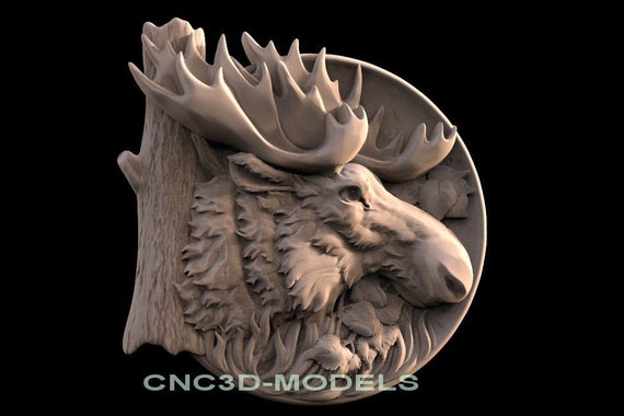 3D Model STL for CNC Router Engraver Carving Artcam Aspire Wolf Deer Hart 014