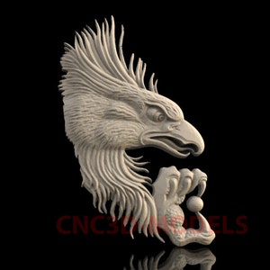 Modelo 3D STL para enrutador CNC, grabador, tallado, relieve, Artcam, Aspire, archivo CNC, Vcarve, Estados Unidos, EE. UU., ejército estadounidense, águila militar ZG325