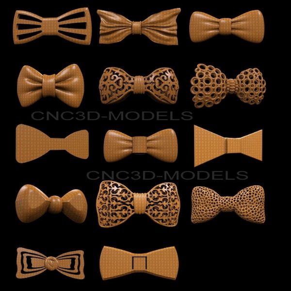 12 pezzi modello 3D STL per router di CNC incisore intaglio macchina sollievo Artcam Aspire file cnc collezione BOWTIE 6061