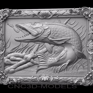 3D STL Model for CNC Router Engraver Carving Machine Relief Artcam Aspire cnc files FISHING animal 8900