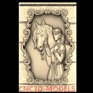 3D STL Modell für CNC-Fräser Engraver Carving-Maschine Relief Artcam Aspire cnc-Dateien Mädchen und Pferd Tier Vcarve M128
