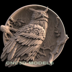 3D STL Model for CNC Router Engraver Carving Machine Relief Artcam Aspire CNC files Owl bird animal F529
